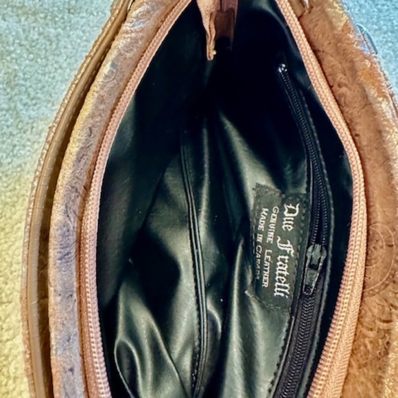 VINTAGE WOMEN'S DUE FRATELLI GENUINE LEATHER HANDBAG, SHINY BROWN & SILVER COLOR - Picture 11 of 11